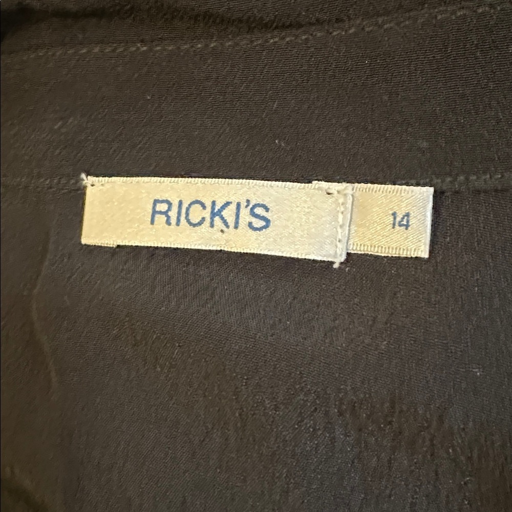 Ricki's Black Women's Maxi Button Front Dress Collar Belted 14 - Picture 5 of 6
